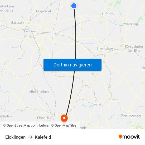 Eicklingen to Kalefeld map