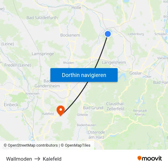 Wallmoden to Kalefeld map
