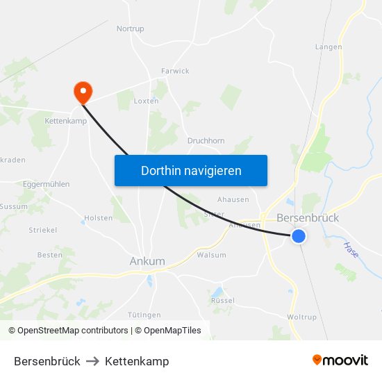 Bersenbrück to Kettenkamp map