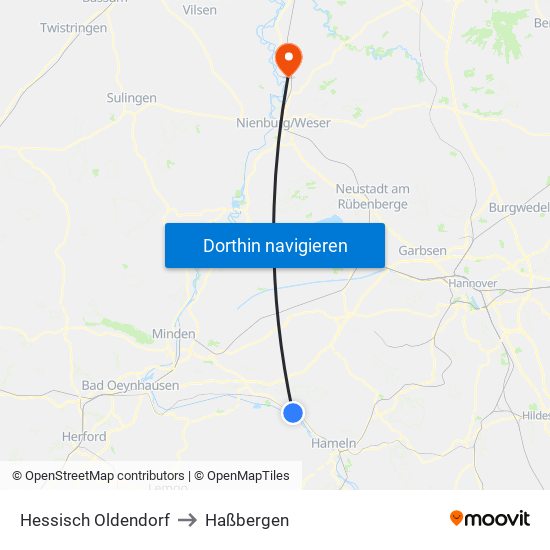 Hessisch Oldendorf to Haßbergen map