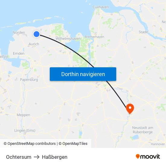 Ochtersum to Haßbergen map