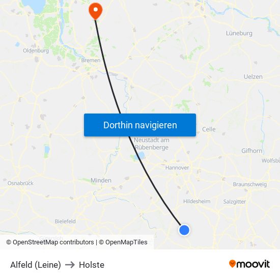 Alfeld (Leine) to Holste map