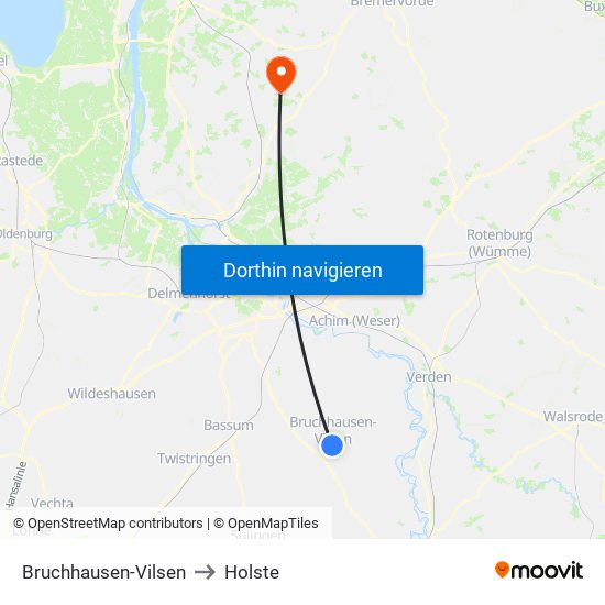 Bruchhausen-Vilsen to Holste map