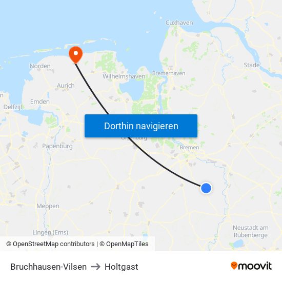 Bruchhausen-Vilsen to Holtgast map