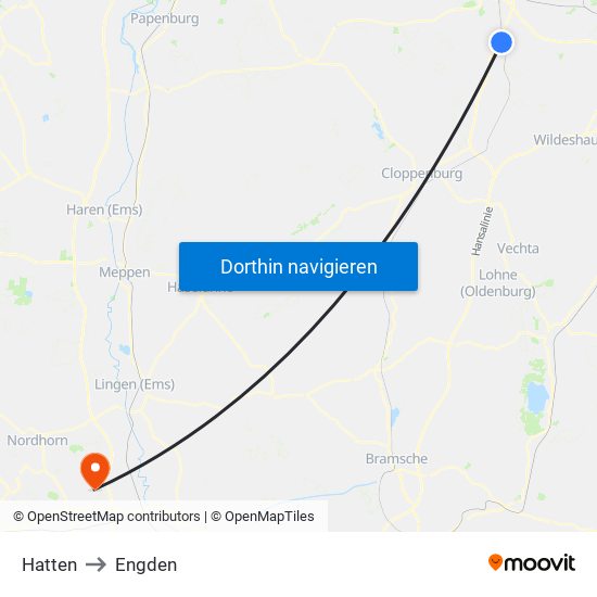 Hatten to Engden map