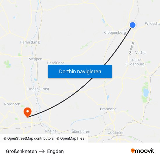 Großenkneten to Engden map