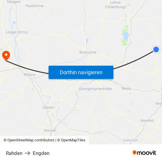 Rahden to Engden map