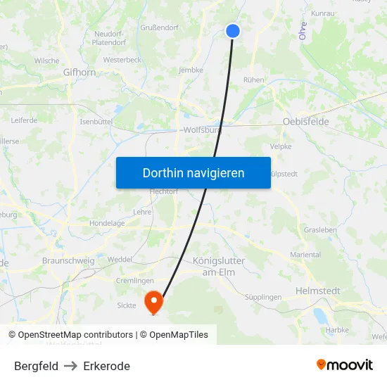 Bergfeld to Erkerode map