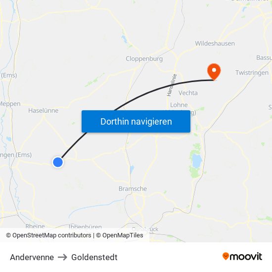 Andervenne to Goldenstedt map
