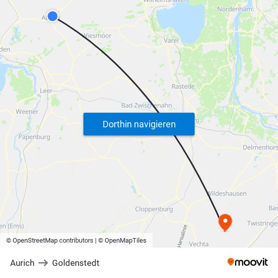 Aurich to Goldenstedt map