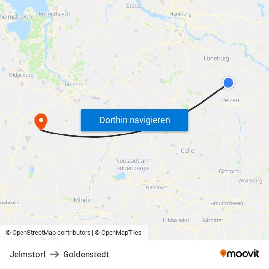 Jelmstorf to Goldenstedt map