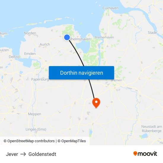 Jever to Goldenstedt map