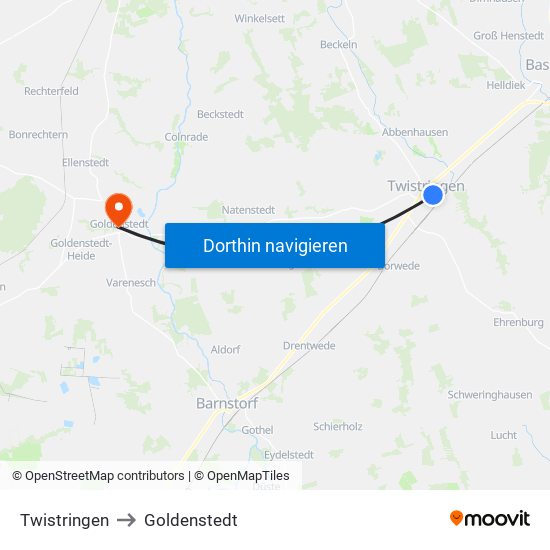 Twistringen to Goldenstedt map