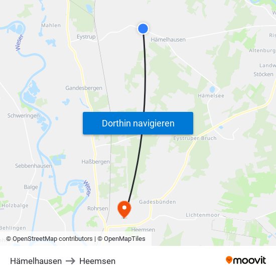 Hämelhausen to Heemsen map