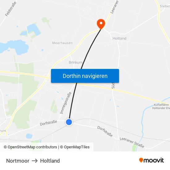 Nortmoor to Holtland map