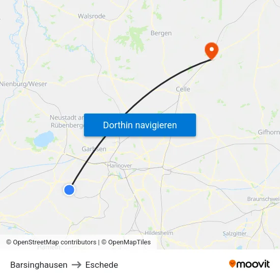 Barsinghausen to Eschede map