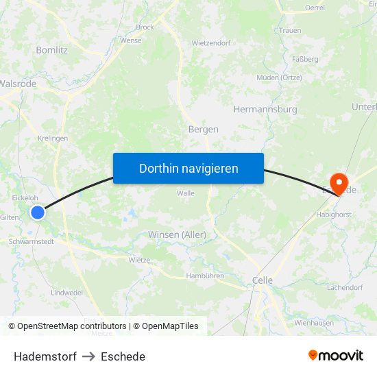 Hademstorf to Eschede map