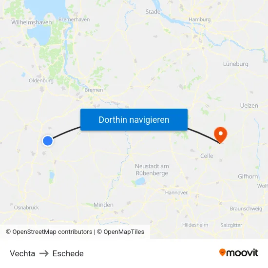 Vechta to Eschede map