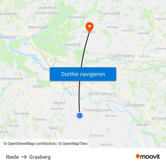 Riede to Grasberg map