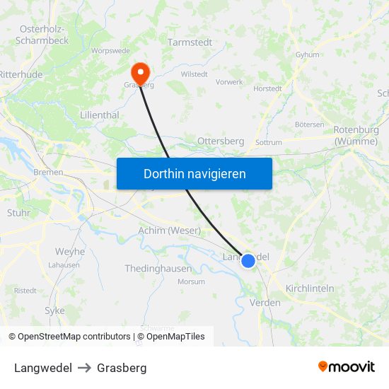 Langwedel to Grasberg map