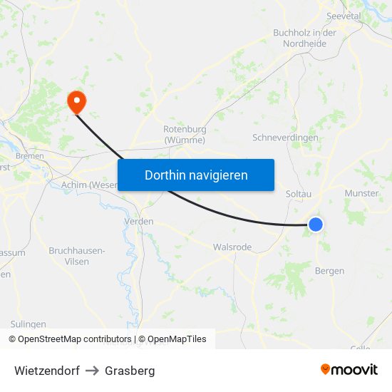 Wietzendorf to Grasberg map