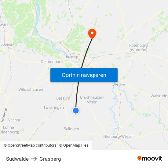 Sudwalde to Grasberg map