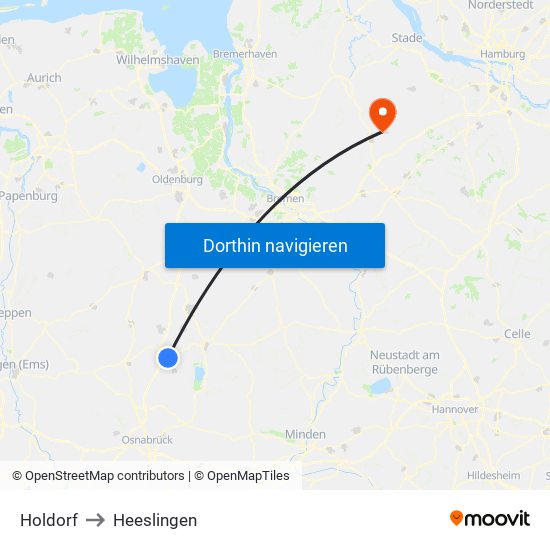 Holdorf to Heeslingen map