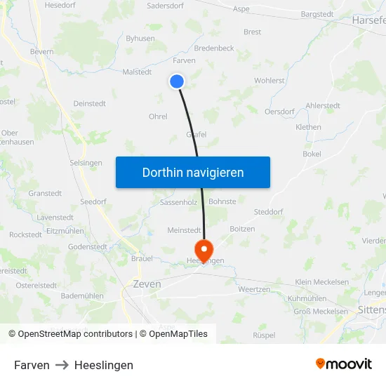 Farven to Heeslingen map