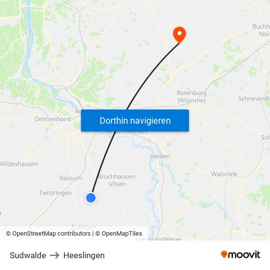 Sudwalde to Heeslingen map