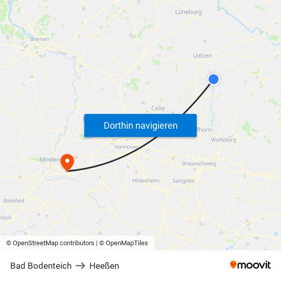 Bad Bodenteich to Heeßen map