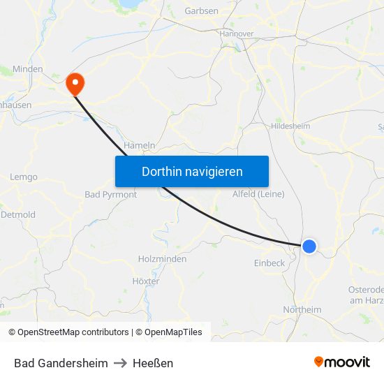 Bad Gandersheim to Heeßen map