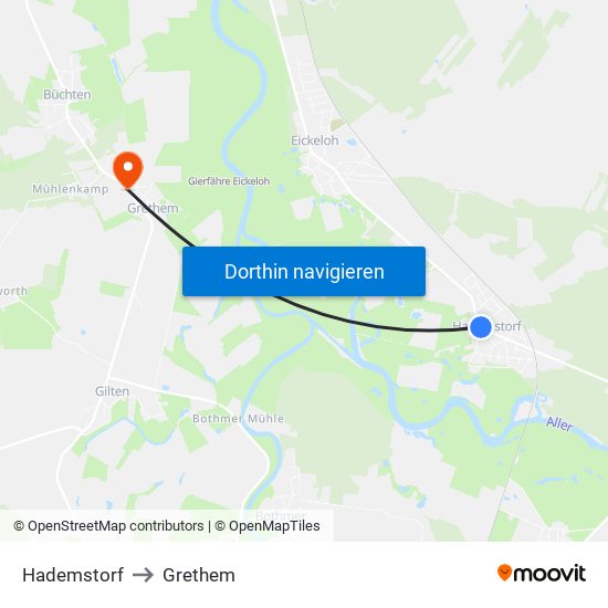 Hademstorf to Grethem map