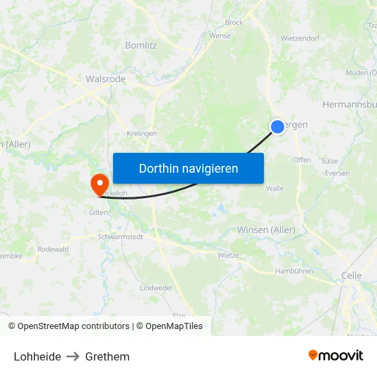 Lohheide to Grethem map