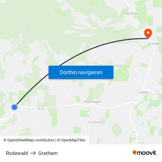 Rodewald to Grethem map