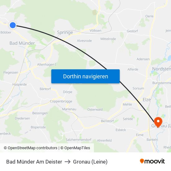 Bad Münder Am Deister to Gronau (Leine) map