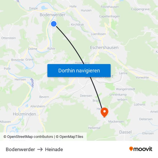 Bodenwerder to Heinade map