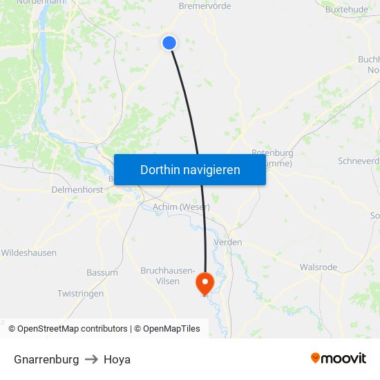 Gnarrenburg to Hoya map