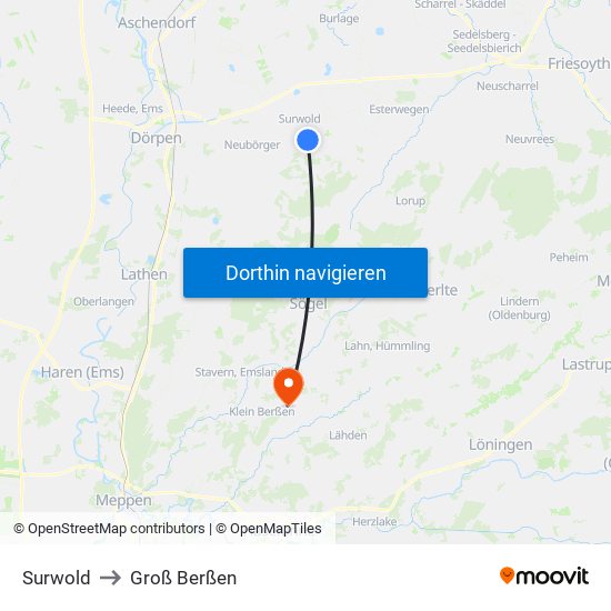 Surwold to Groß Berßen map