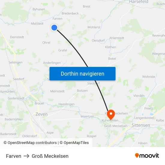 Farven to Groß Meckelsen map