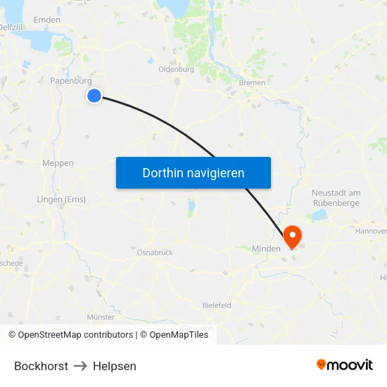 Bockhorst to Helpsen map