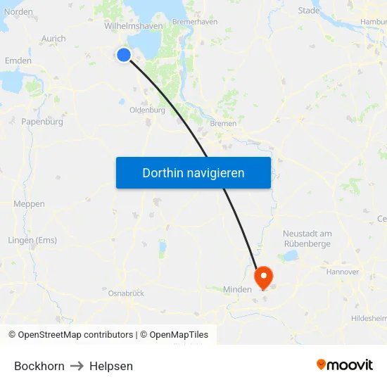 Bockhorn to Helpsen map