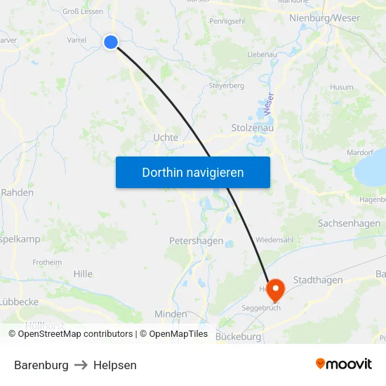Barenburg to Helpsen map