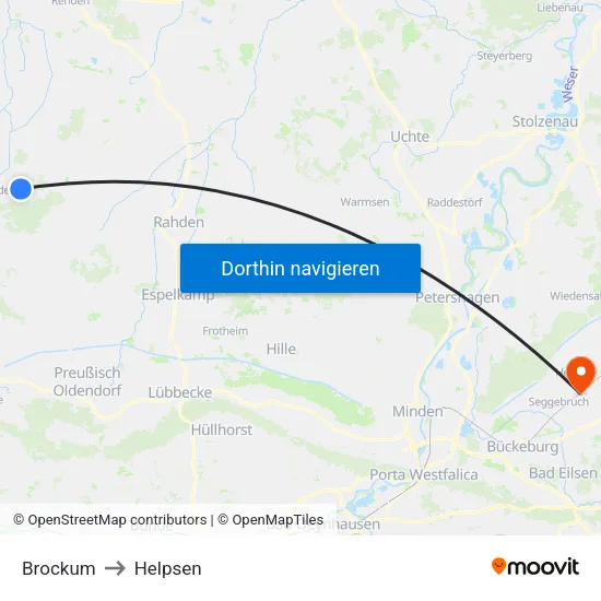 Brockum to Helpsen map