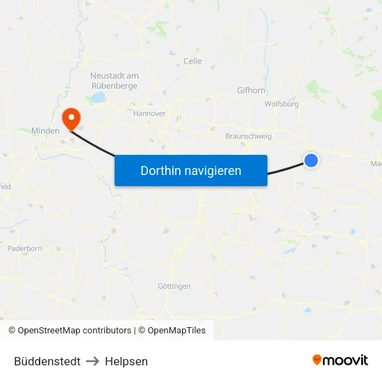 Büddenstedt to Helpsen map