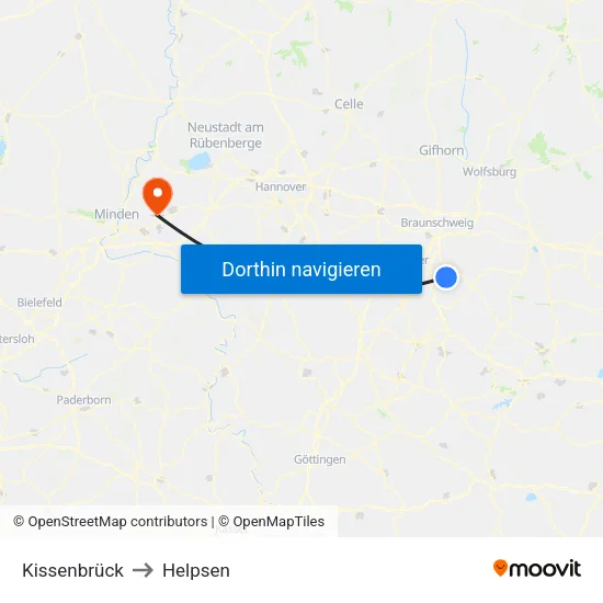 Kissenbrück to Helpsen map