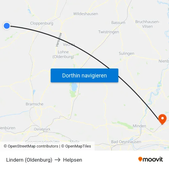 Lindern (Oldenburg) to Helpsen map