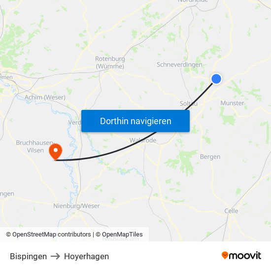Bispingen to Hoyerhagen map