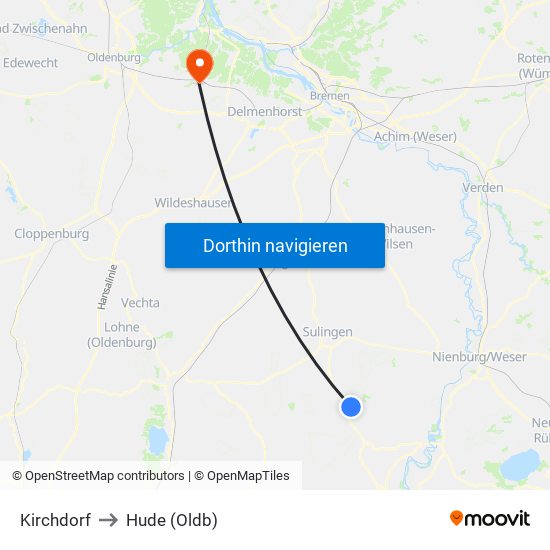 Kirchdorf to Hude (Oldb) map