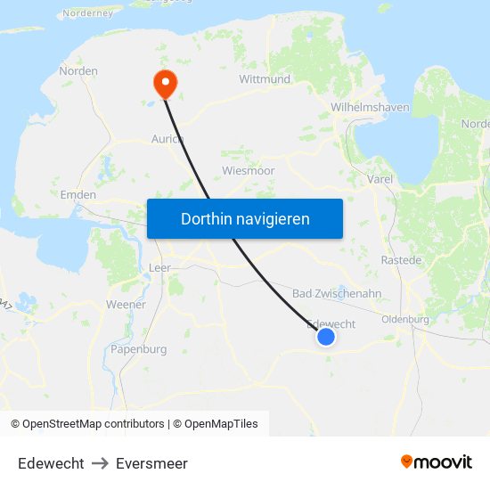 Edewecht to Eversmeer map