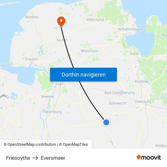 Friesoythe to Eversmeer map
